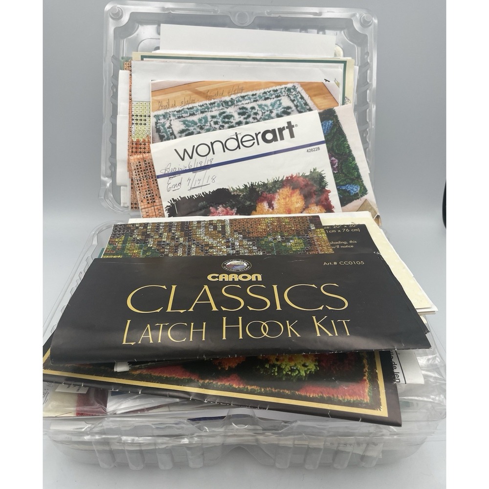 Lot Of 35 LATCH HOOK Rug Patterns ONLY Used Caron WonderArt Craftways *Read*
